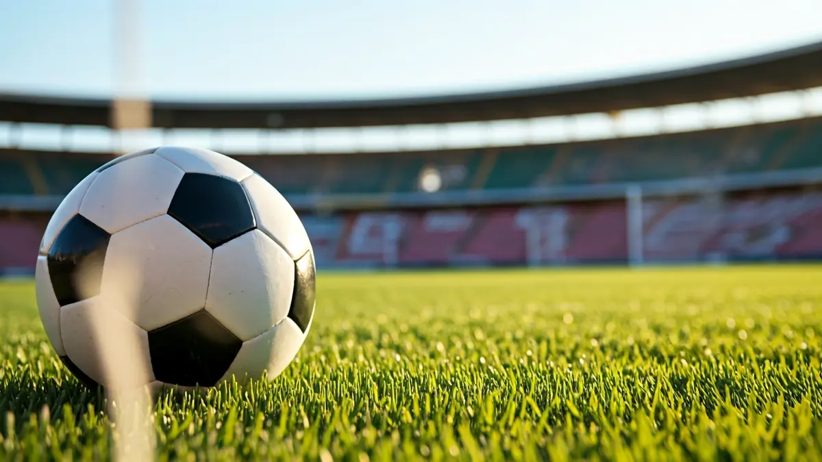 Generic image of a soccer ball on a stadium pitch.