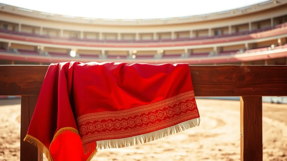 Imagen genérica de una capa de torero en una plaza de toros.