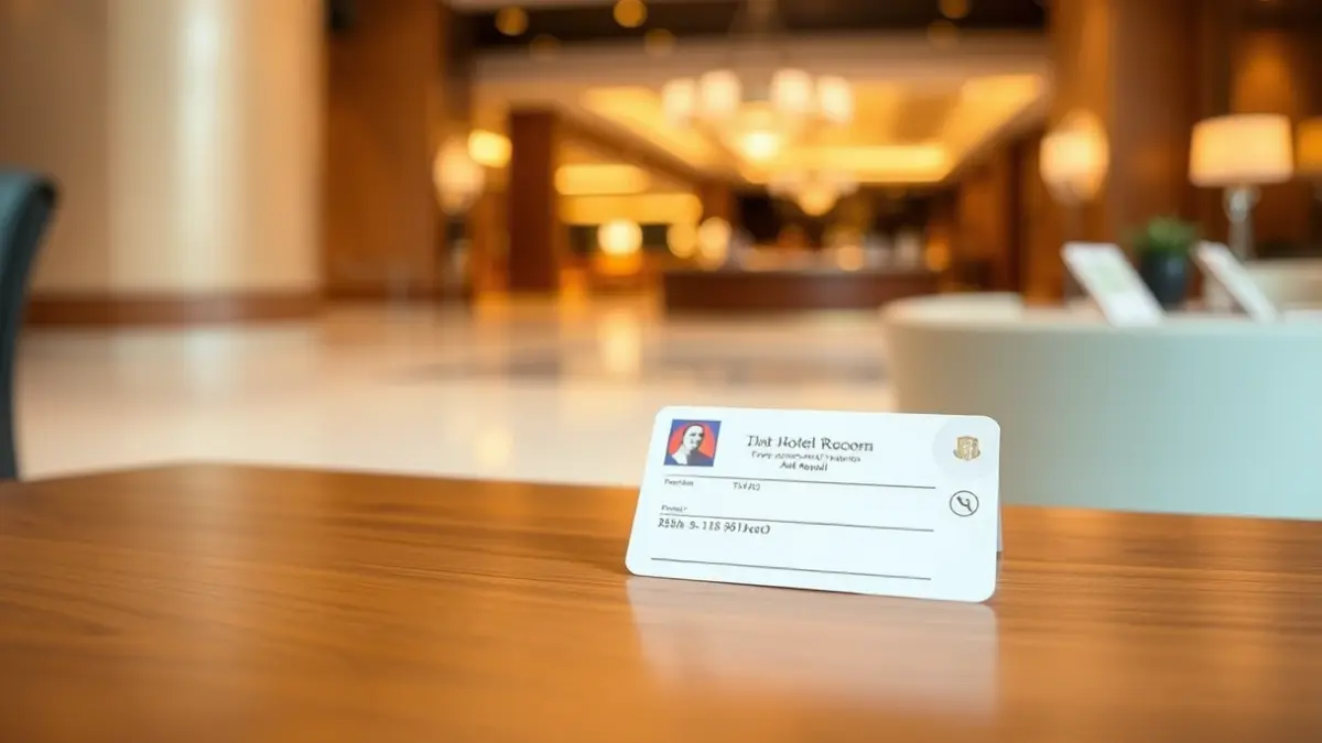 Generic image of a hotel room key card, symbolizing tourism.