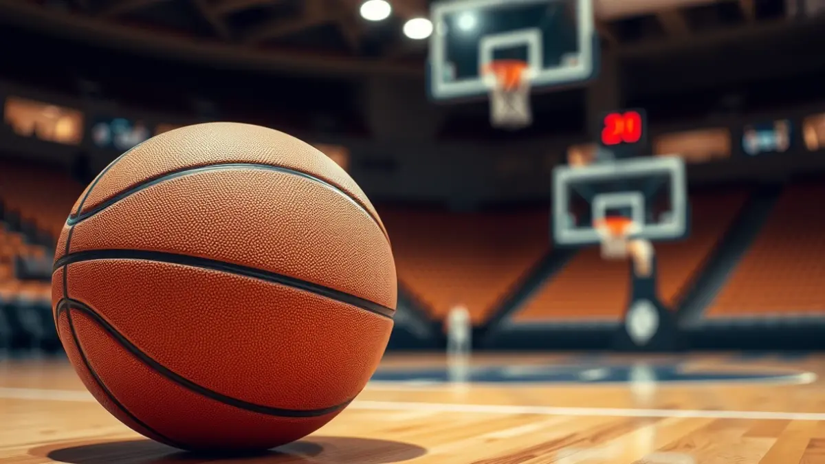 Imagen genérica de un balón de baloncesto en una cancha.
