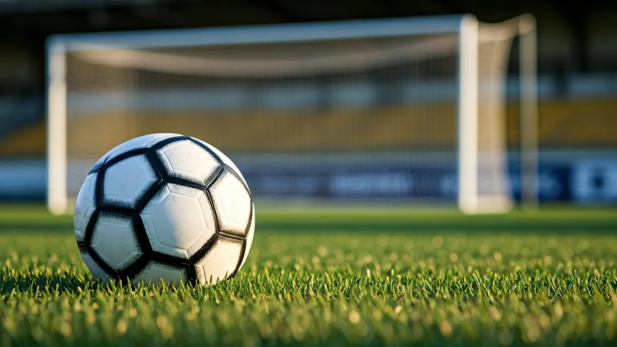 Generic image of a soccer ball on a stadium pitch.