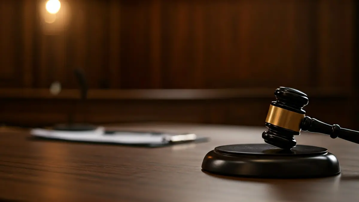 Imagen genérica de un mazo de juez sobre una mesa de madera en un juzgado.