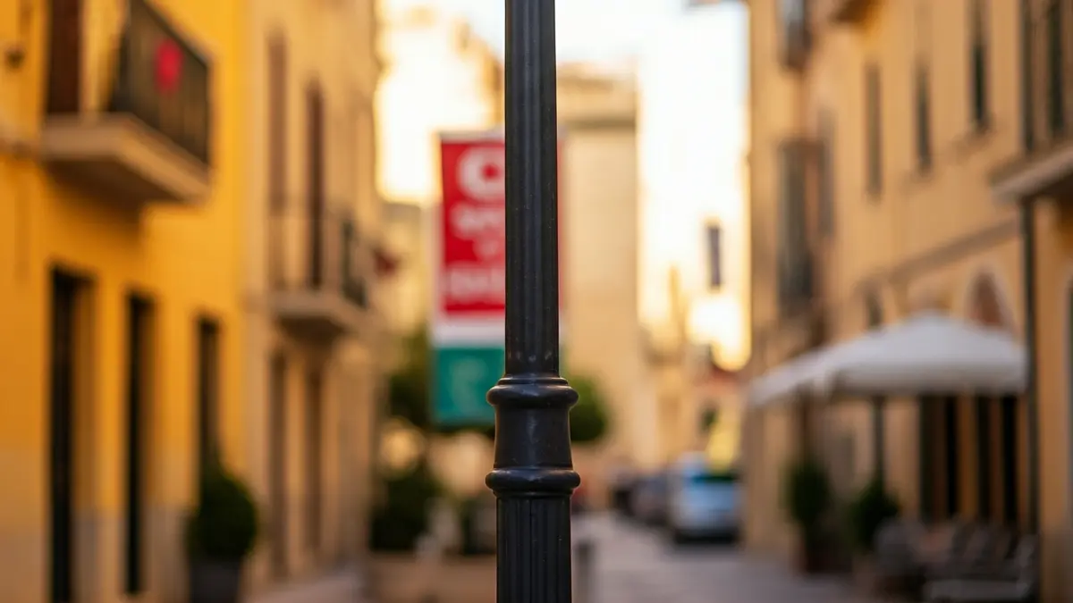 Generic image of streetlights with election banners in an Andalusian town.