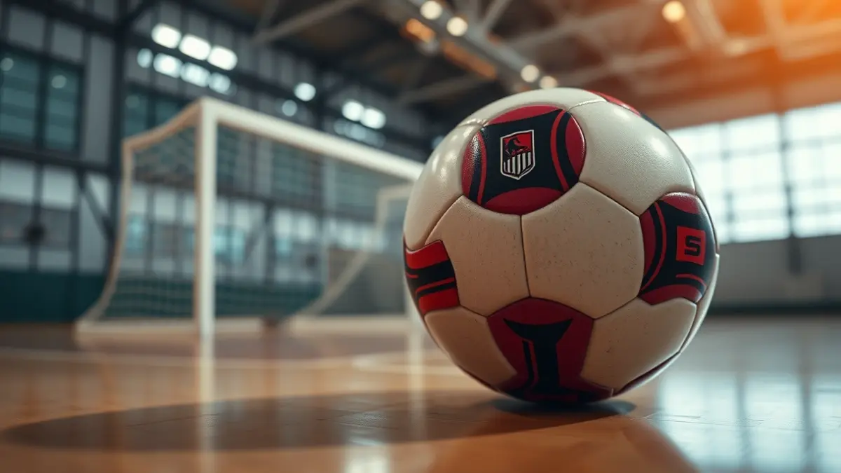 Imagen genérica de un balón de fútbol sala en una cancha.