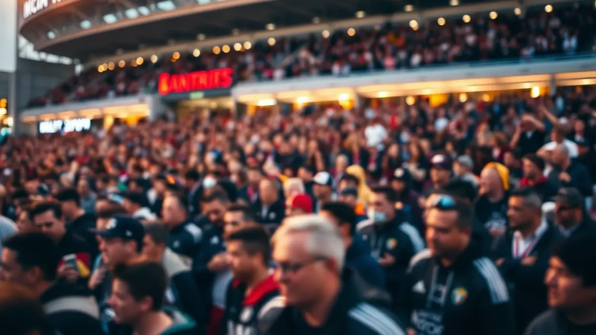 Generic image of football fans outside a stadium.