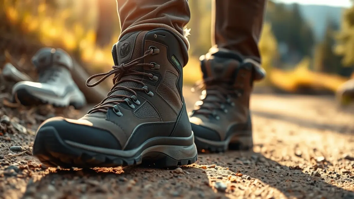 Imagen genérica de unas botas de senderismo en un camino de tierra.