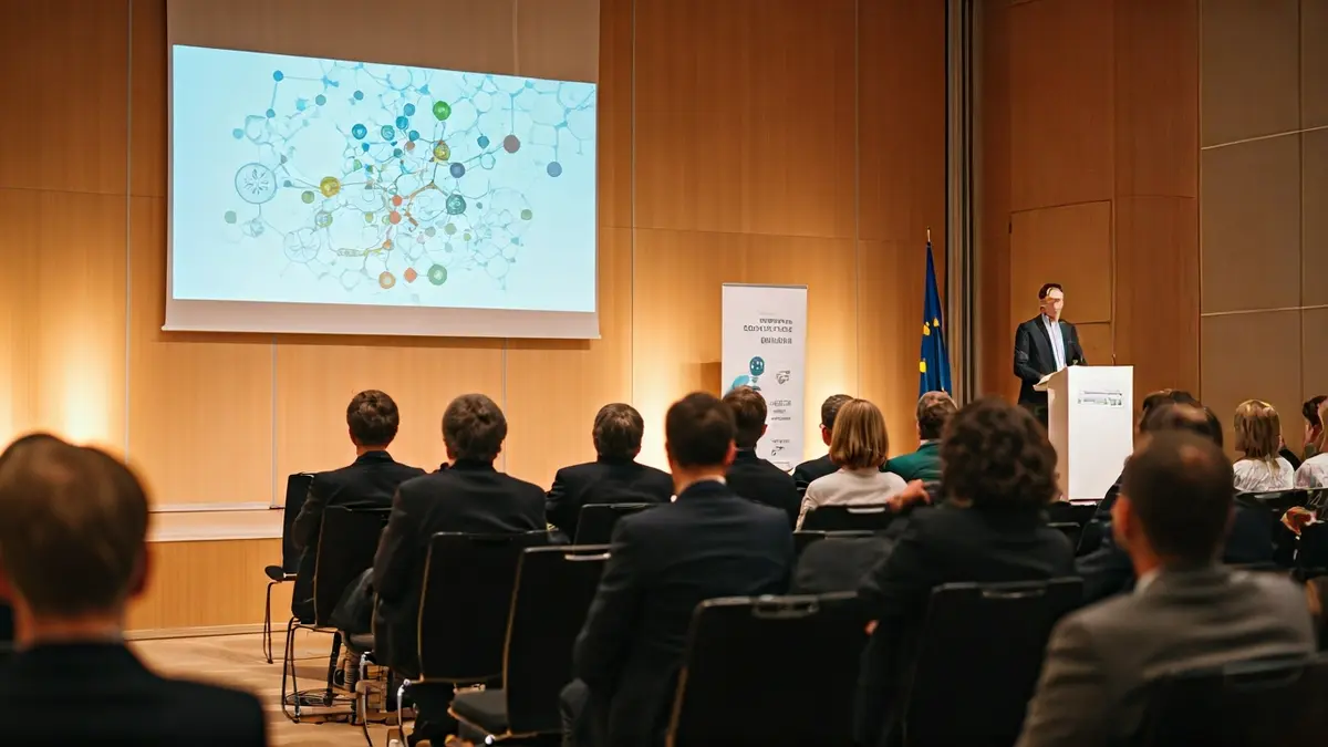 Imagen genérica de una conferencia sobre biotecnología agrícola.