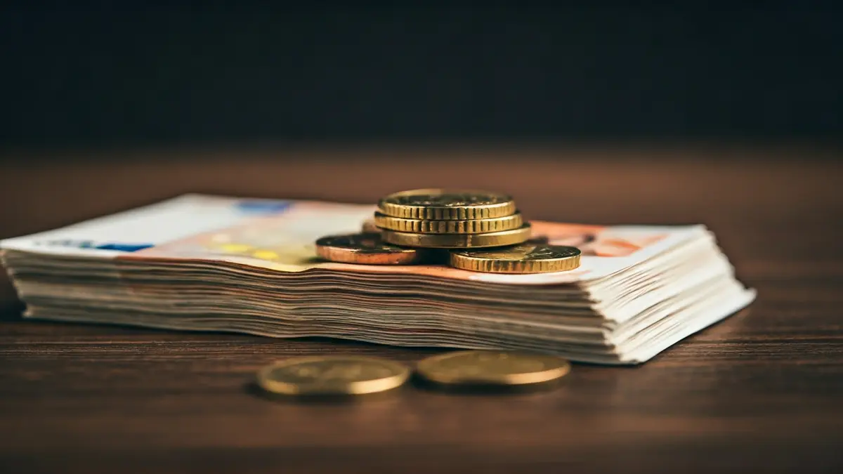 Imagen genérica de dinero en efectivo, billetes de euro apilados.