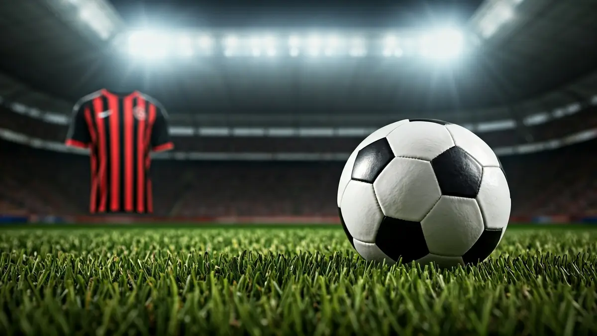 Imagen genérica de un balón de fútbol sobre césped, con una camiseta borrosa de fondo.