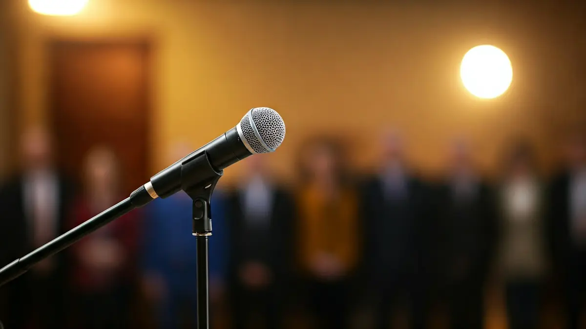 Imagen genérica de un micrófono en un podio, simbolizando un discurso político.