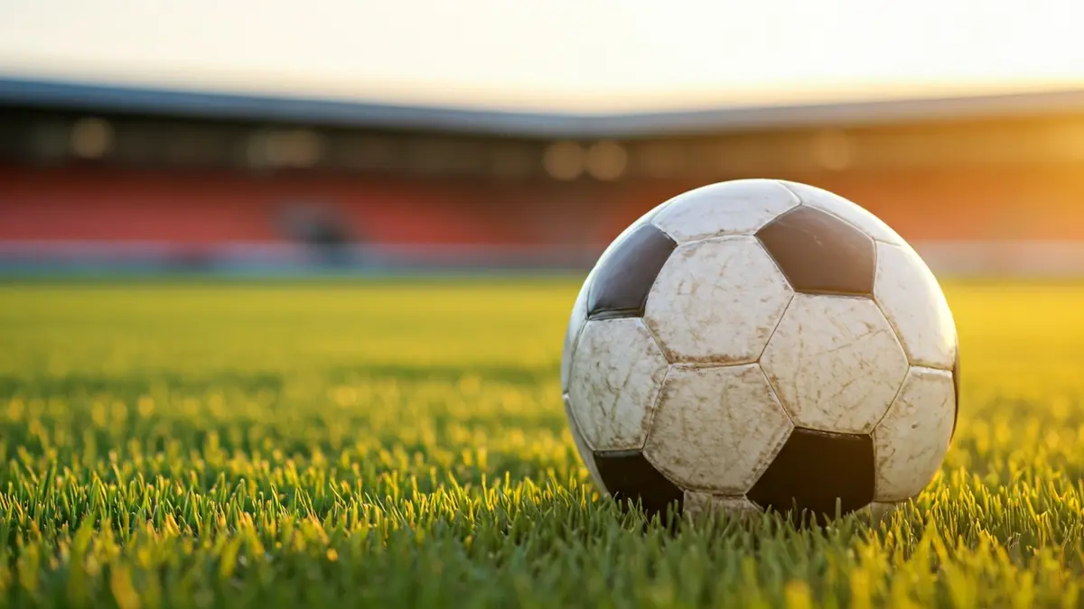 Imagen genérica de un balón de fútbol sobre césped, con un campo de entrenamiento difuminado al fondo.