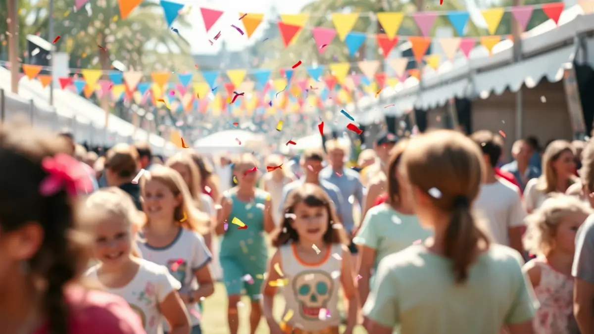 Imagen genérica de un evento festivo al aire libre con niños y adultos.