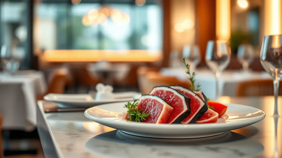 Imagen de un plato de atún rojo de almadraba en un restaurante.