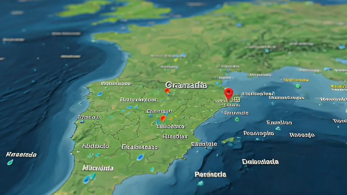 Imagen genérica de un mapa meteorológico con previsiones para Granada.