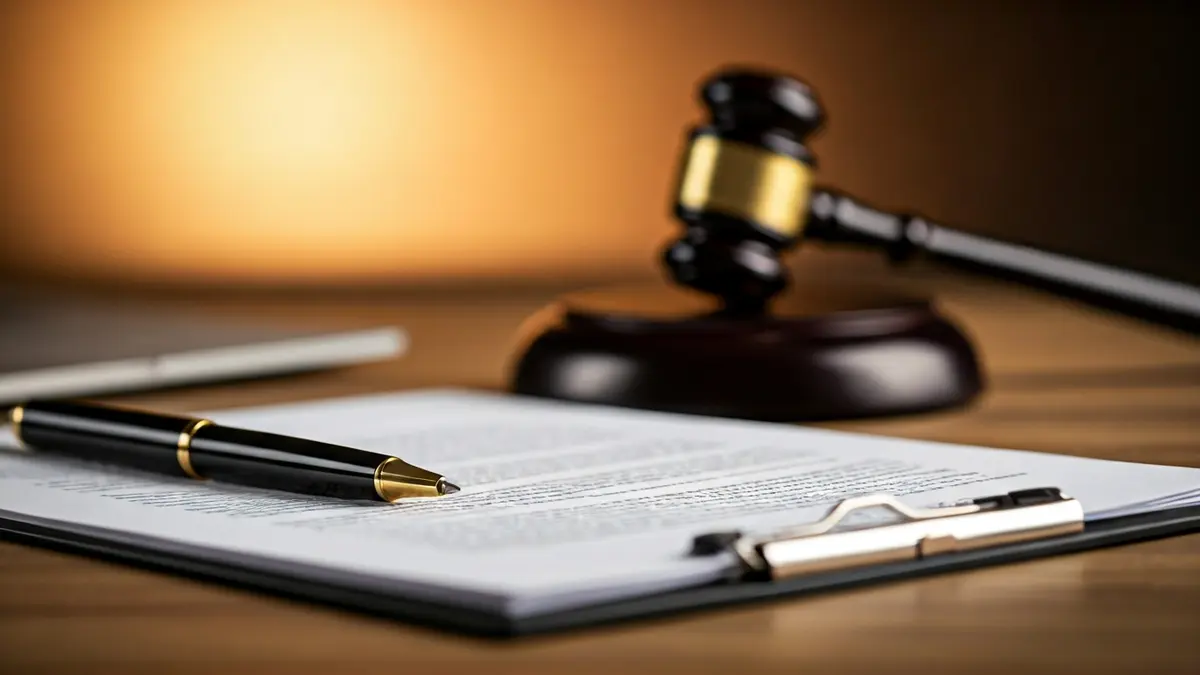 Generic image of a legal report with a pen and a gavel, symbolizing a legal decision.