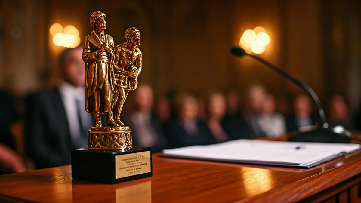 Generic image of an award or trophy at an official event.