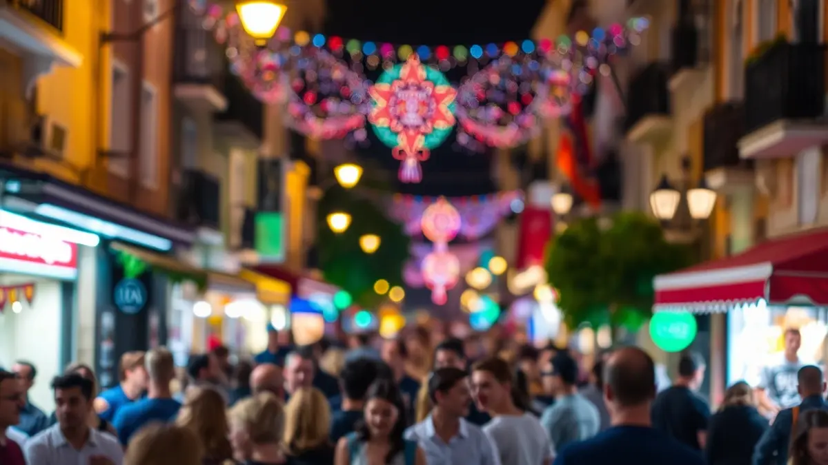 Generic image of a busy street during a night cultural event.