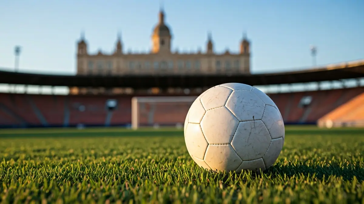 Imagen genérica de un balón de fútbol en un campo, con la portería al fondo.