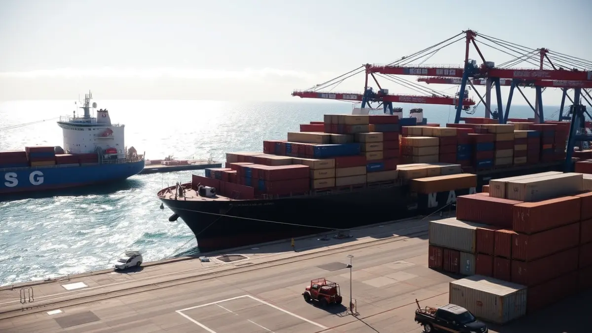 Imagen de un buque portacontenedores en el puerto de Algeciras.