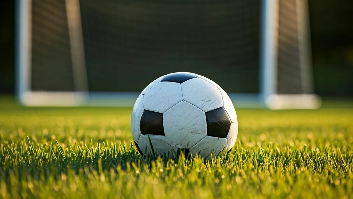 Imagen genérica de un balón de fútbol en un campo de césped, con una portería desenfocada al fondo.