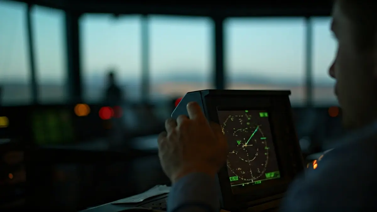 Generic image of an air traffic control radar screen with aircraft symbols.