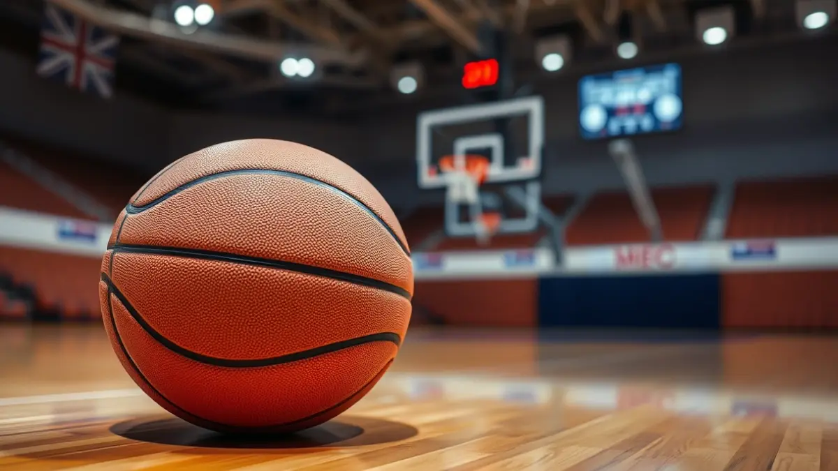 Generic image of a basketball on a court.