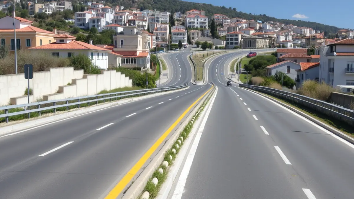 Urban road section with service roads in Huércal de Almería
