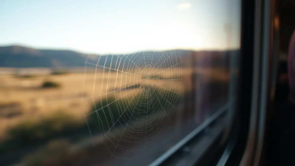 Ventana de tren con cristales astillados tras un impacto