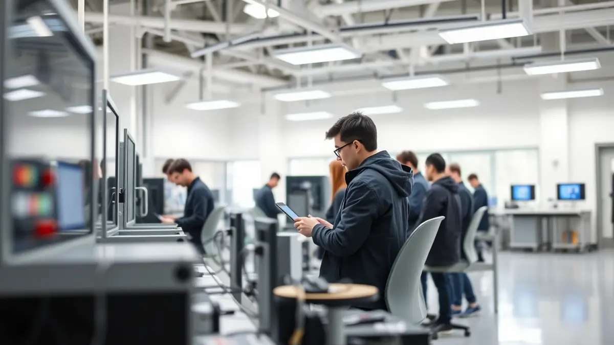 Imagen de un centro de formación profesional con equipos tecnológicos avanzados.