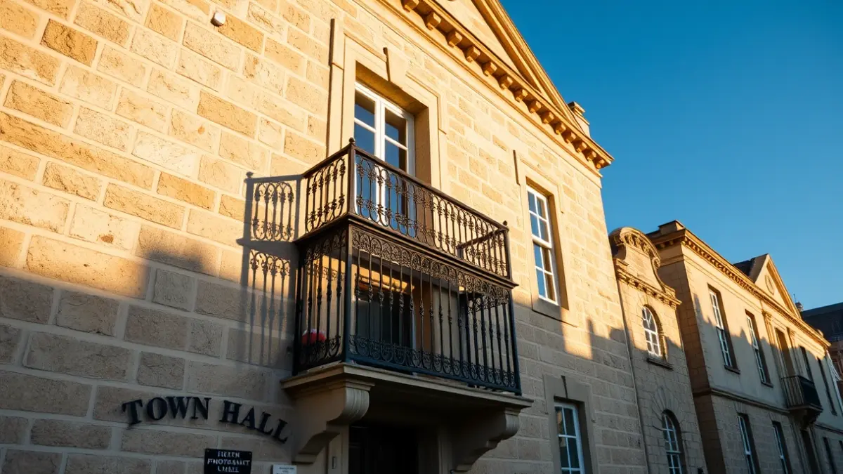 Fachada de un edificio histórico en Sevilla, con balcones de hierro forjado y luz solar de la tarde.