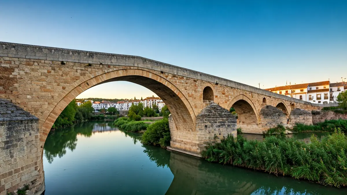 Image of a historic stone bridge over a river in Andalusia.