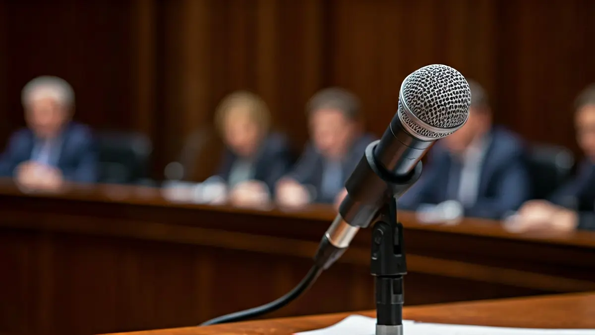 Imagen genérica de un micrófono en un podio durante un debate municipal.