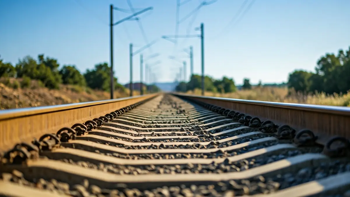 Imagen genérica de vías de tren con catenaria, representando una interrupción del servicio ferroviario.