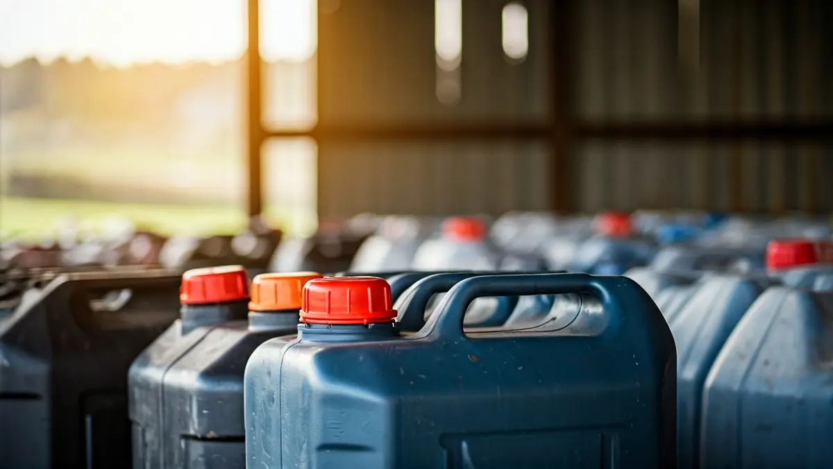 Contenedores de gasolina incautados en una finca rústica