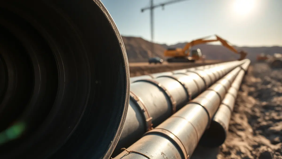 Imagen genérica de tuberías de gran diámetro en una obra de infraestructura hidráulica.