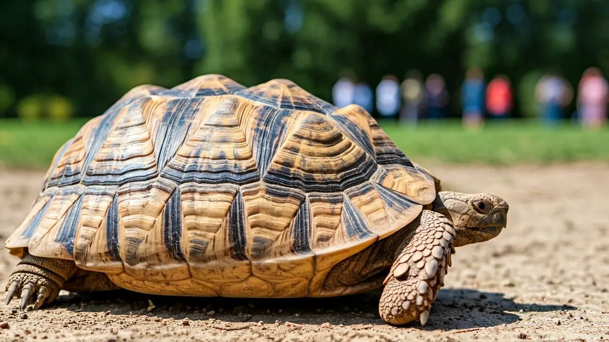 Imagen de una tortuga africana de espolones en su hábitat natural.