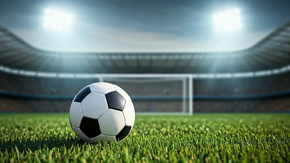 Generic image of a soccer ball on a stadium pitch.