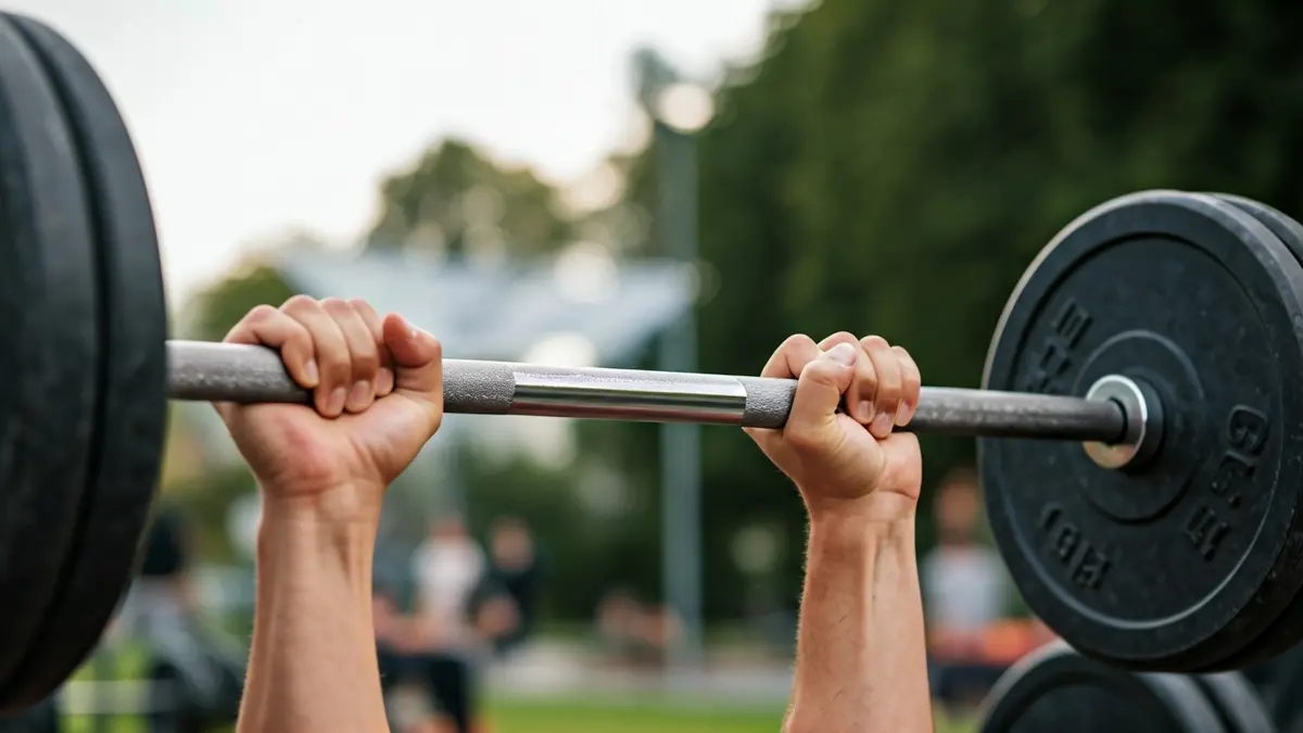Generic image of hands lifting weights in an urban setting, symbolizing strength and resistance.