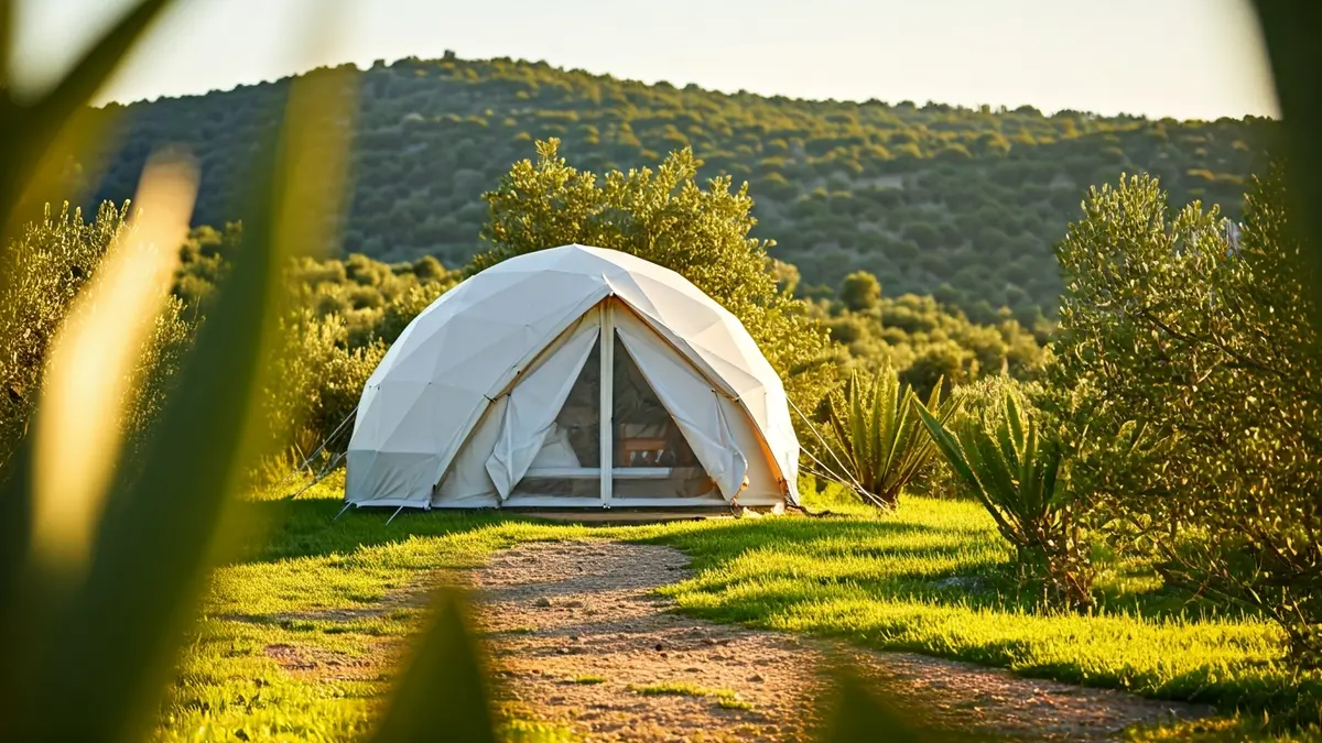 Imagen genérica de una tienda de glamping en un entorno natural.