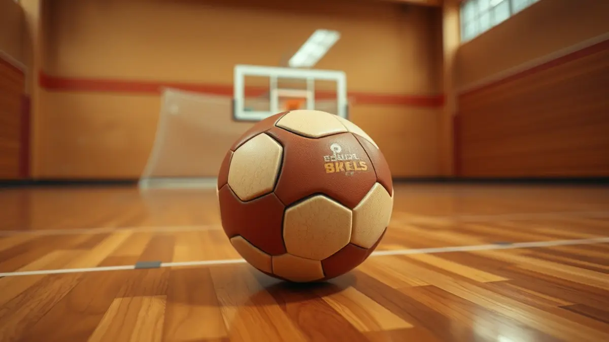 Generic image of a handball on a court.