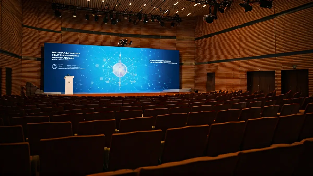Generic image of a modern auditorium during a conference on health innovation.