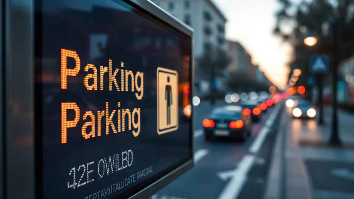 Imagen genérica de un panel informativo de aparcamiento en una ciudad.