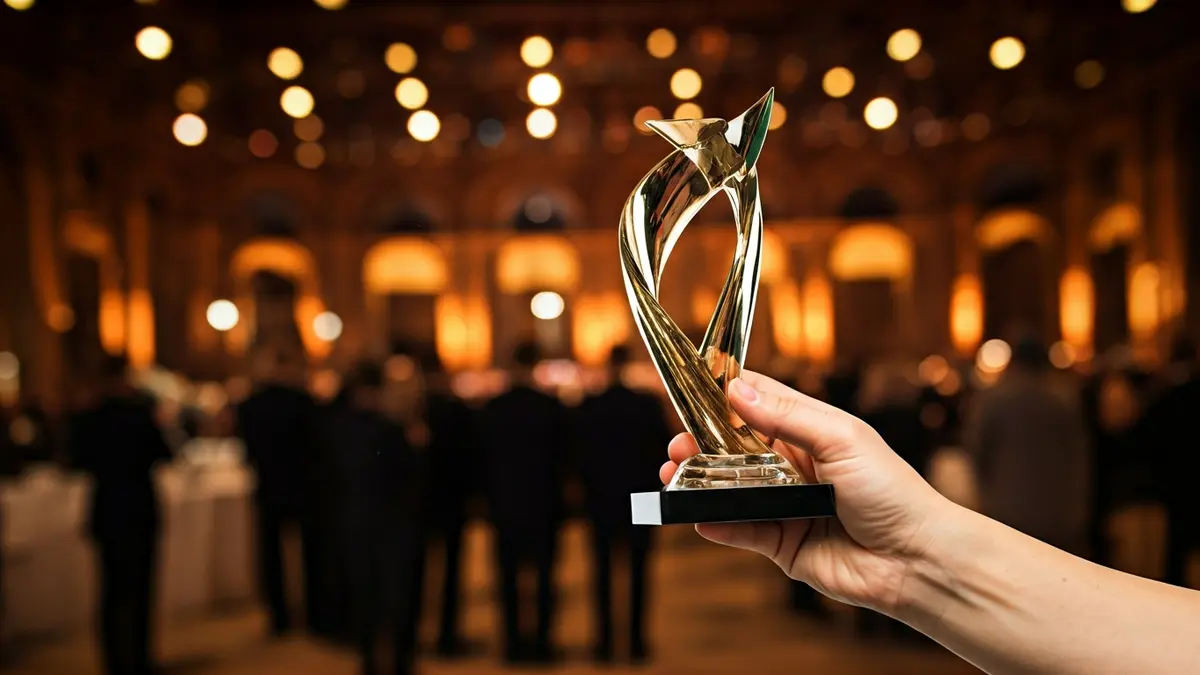 Generic image of an award or recognition at a formal event.