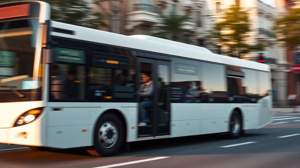 Generic image of a city bus in motion.