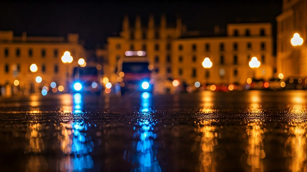 Generic image of emergency lights in an Andalusian city at night.