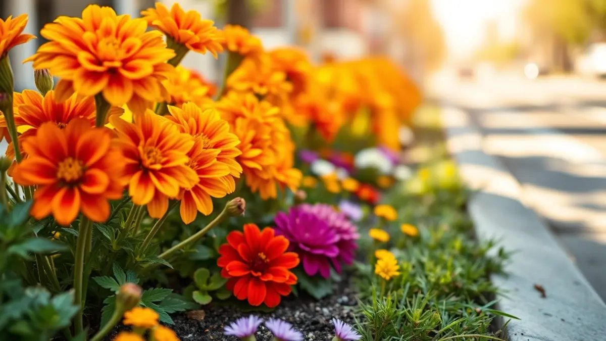 Imagen genérica de flores de temporada plantadas en un espacio público.