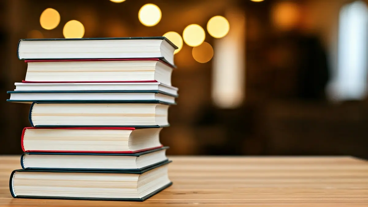 Imagen genérica de libros apilados en una mesa, simbolizando la lectura y la cultura.