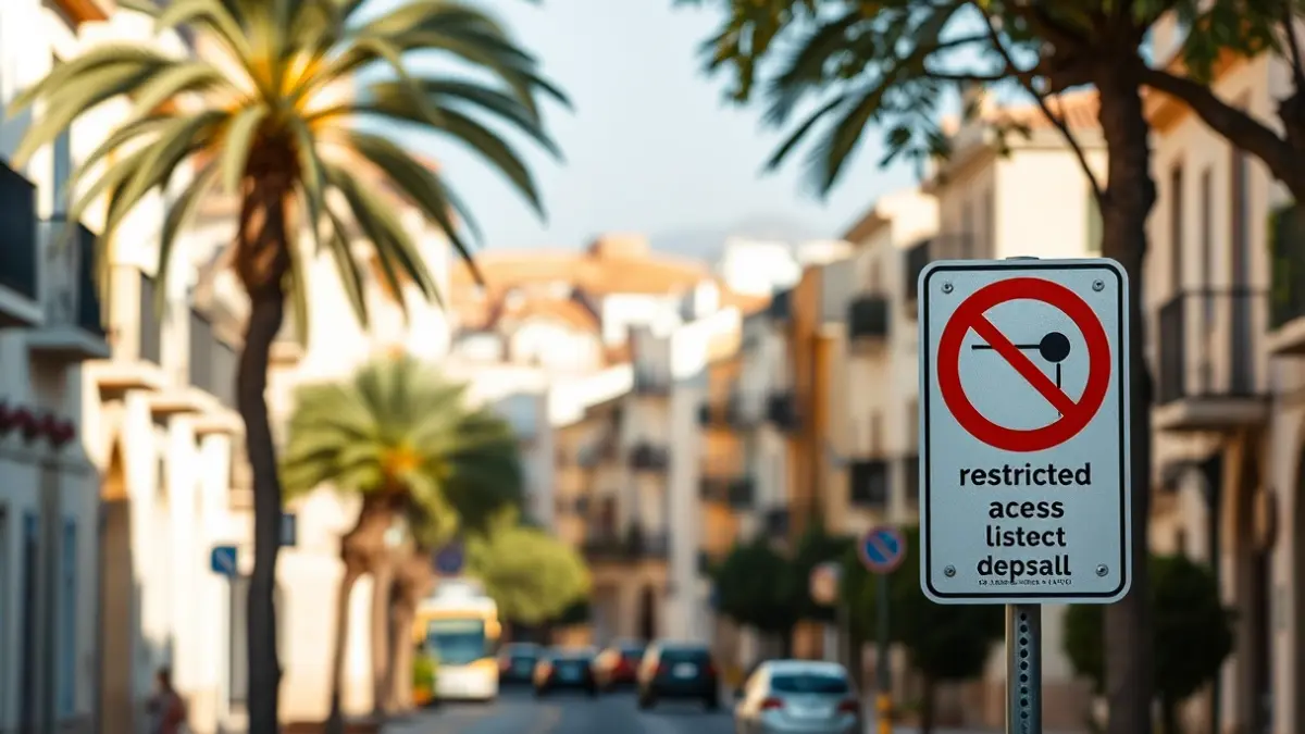 Imagen de una calle con acceso restringido en una ciudad andaluza durante la Feria del Caballo.