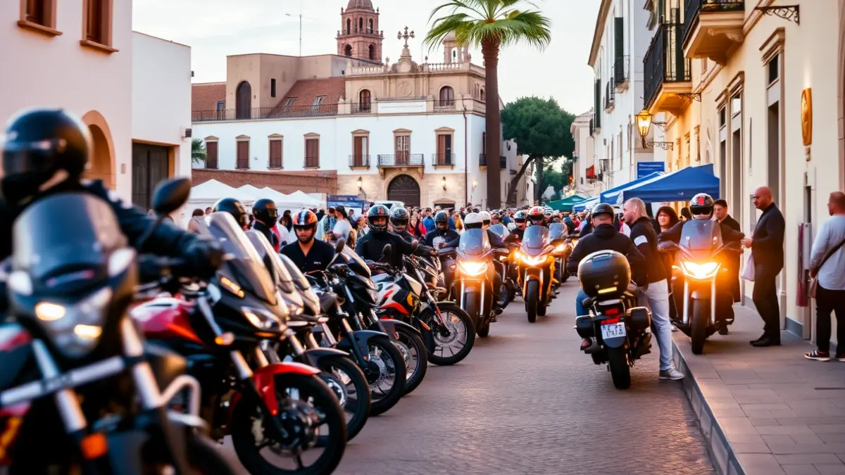 Imagen de ambiente motero en una calle de Jerez de la Frontera durante el Gran Premio.