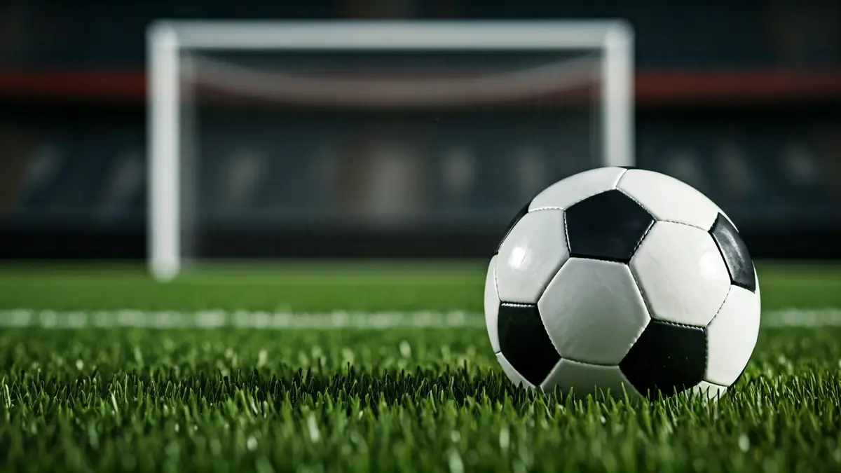 Generic image of a soccer ball on a stadium pitch.